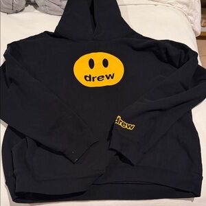 DREW Men's Black Hoodie with Yellow Smiley